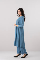 Smart Fit Denim-Style Embroidered Ethnic Kurta