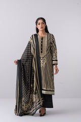 Metallic Printed Three Piece Lawn Suit