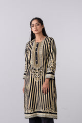 Metallic Printed Three Piece Lawn Suit