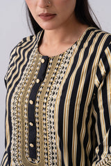 Metallic Printed Three Piece Lawn Suit