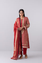 Metallic Printed Three Piece Lawn Suit