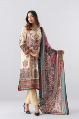 Smart Fit Printed Three-Piece Lawn with Silk Dupatta