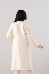 Smart Fit Embroidered Two-Piece Silk Ethnic Set with Organza Dupatta