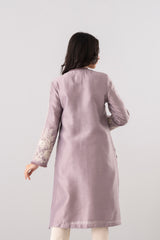 Smart Fit Embroidered Two-Piece Silk Ethnic Set with Organza Dupatta