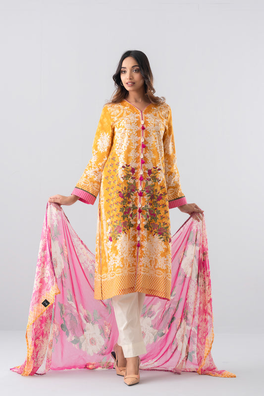 Smart Fit Digital Printed Two-Piece Lawn with Chiffon Dupatta