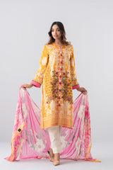Smart Fit Digital Printed Two-Piece Lawn with Chiffon Dupatta