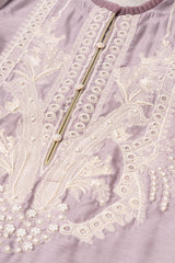 Smart Fit Embroidered Two-Piece Silk Ethnic Set with Organza Dupatta