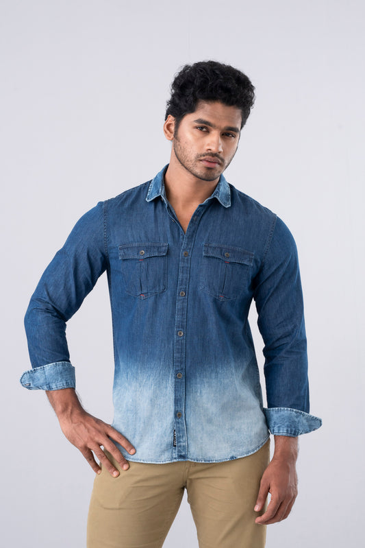 Regular Fit Denim Casual Shirt