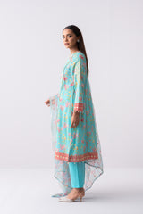 Long-Length Smart Fit Three Piece Lawn with Organza Dupatta