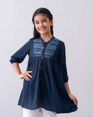 Girls' Modal Embroidered Ethnic Top (6-8 Years)