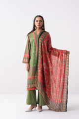 Long-Length Printed Relaxed Fit Lawn with Chiffon Dupatta