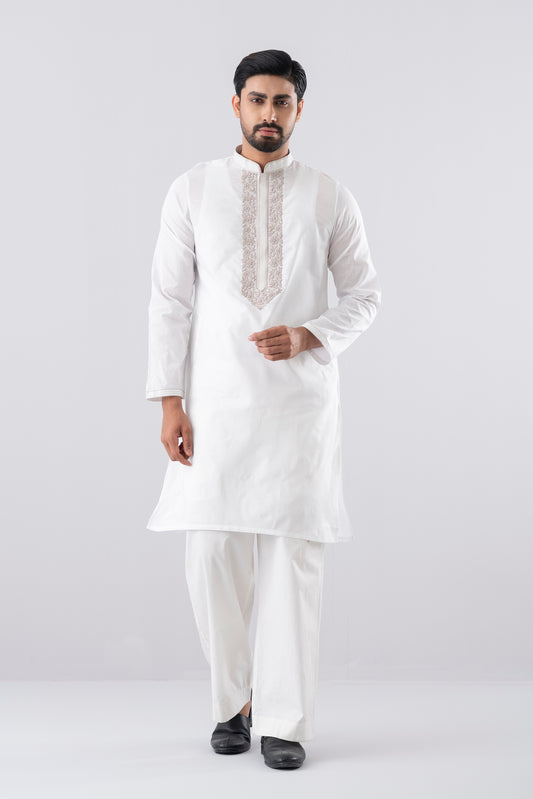 Regular Fit Embroidered Blended Fabric Formal Panjabi