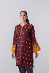 Relaxed Fit Embroidered Jacquard Cotton Lawn Kurta