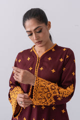 Relaxed Fit Embroidered Jacquard Cotton Lawn Kurta