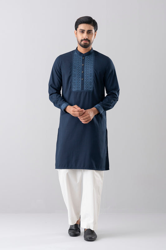 Regular Fit Embroidered Blended Fabric Formal Panjabi