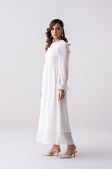 Jacquard Stripe Georgette Long Dress