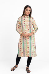 Tribal-Printed Long Shirt - Mystika