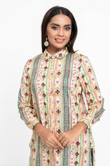 Tribal-Printed Long Shirt - Mystika