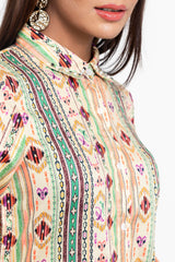 Tribal-Printed Long Shirt - Mystika