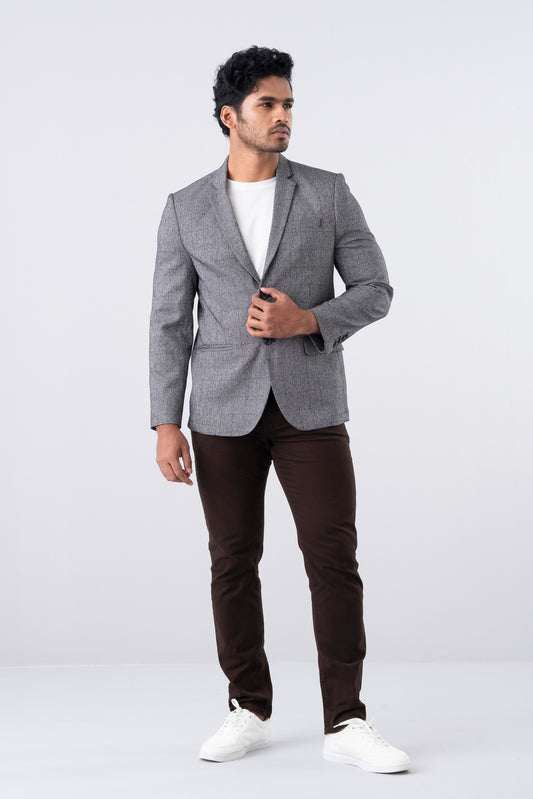 Yarn-Dyed Dobby Checkered Blazer