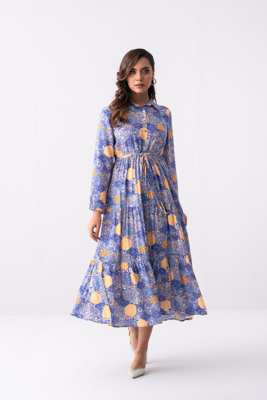 Regular Fit Tiered Long Dress - Mystika
