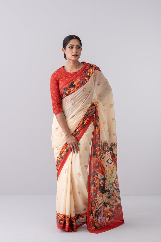 Digital Printed Cotton Saree