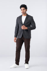 Regular Fit Tonal-Checkered Woven Blazer
