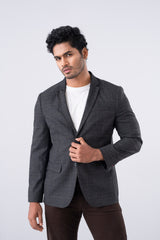Regular Fit Tonal-Checkered Woven Blazer