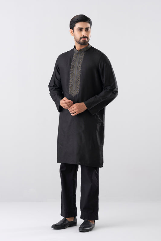 Regular Fit Embroidered Blended Fabric Formal Panjabi