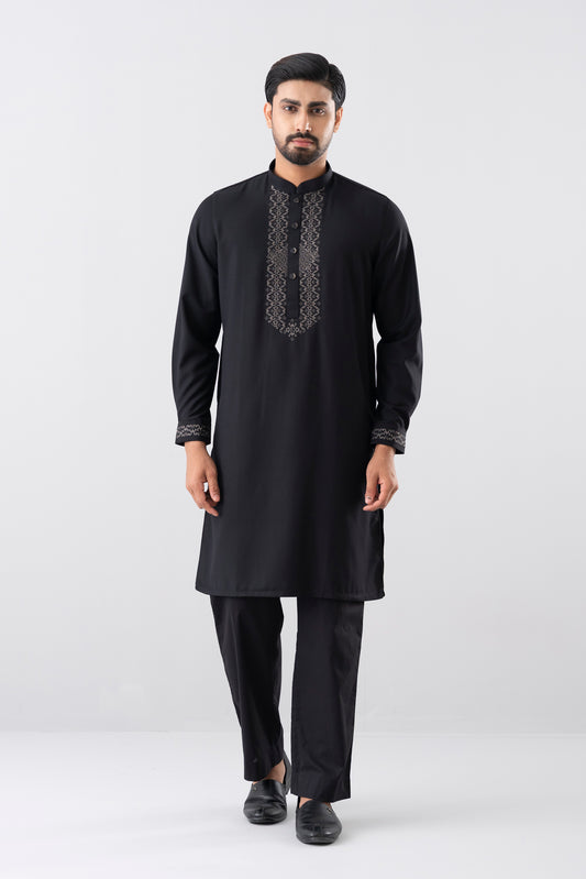 Regular Fit Embroidered Blended Fabric Formal Panjabi