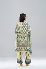 Relaxed Fit Printed Three-Piece Princess Lawn with Chiffon Dupatta