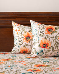 Queen-Size Bed Sheet - Coral Orange