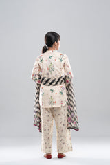 Relaxed Fit Printed Three-Piece Princess Lawn with Chiffon Dupatta (10-14 Years)