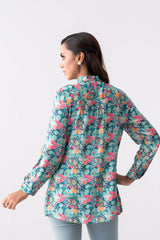 Mid-Length Floral Fashion Top - Mystika