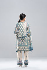 Relaxed Fit Printed Three-Piece Princess Lawn with Chiffon Dupatta