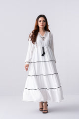 Georgette V-Neck Long Dress
