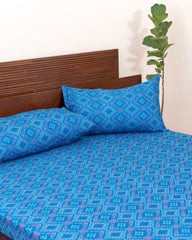 Queen-Size Bed Sheet - Indigo Blue