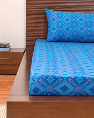 King-Size Bed Sheet - Indigo Blue