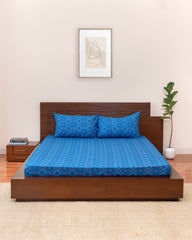 King-Size Bed Sheet - Indigo Blue