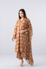 Relaxed Fit Digital Printed Three-Piece Lawn with Chiffon Dupatta