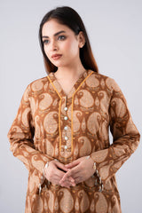 Relaxed Fit Digital Printed Three-Piece Lawn with Chiffon Dupatta