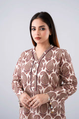 Relaxed Fit Digital Printed Three-Piece Lawn with Chiffon Dupatta