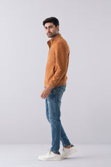 Regular Fit Suede Bomber Jacket