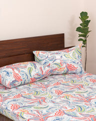 Queen-Size Bed Sheet - Multi Leaf