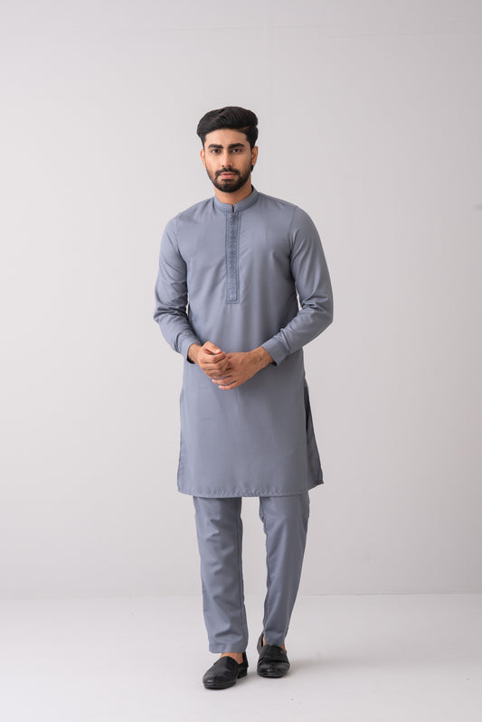 Regular Fit Embroidered Semi-Formal Ethnic Kurta Set