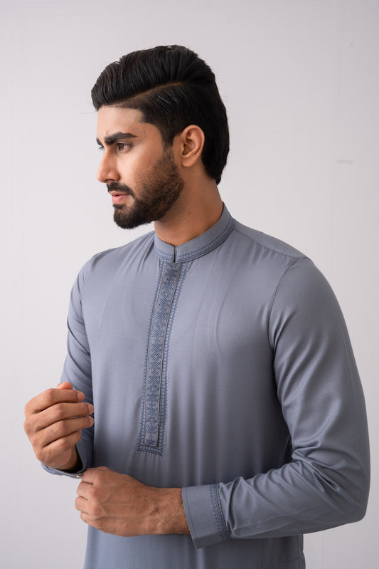 Regular Fit Embroidered Semi-Formal Ethnic Kurta Set