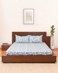 Queen-Size Bed Sheet - Indigo Blue
