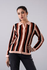 Boxy Fit Yarn-Dyed Acrylic Cardigan