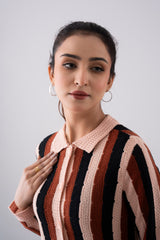 Boxy Fit Yarn-Dyed Acrylic Cardigan