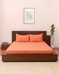 King-Size Bed Sheet - Orange Petals
